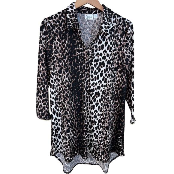 💜 3/$25 💜 Flattering Women with Control Medium Tall TUNIC TOP Leopard - Picture 6 of 11